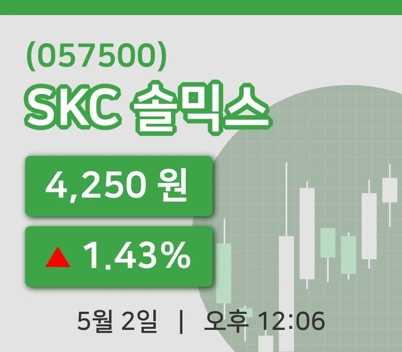 [SKC 솔믹스주가] 2일 이시각 현재  4,250원