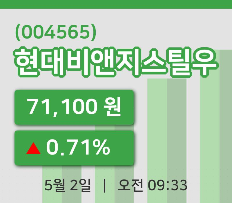 [현대비앤지스틸우주가] 2일 이시각 현재  71,100원