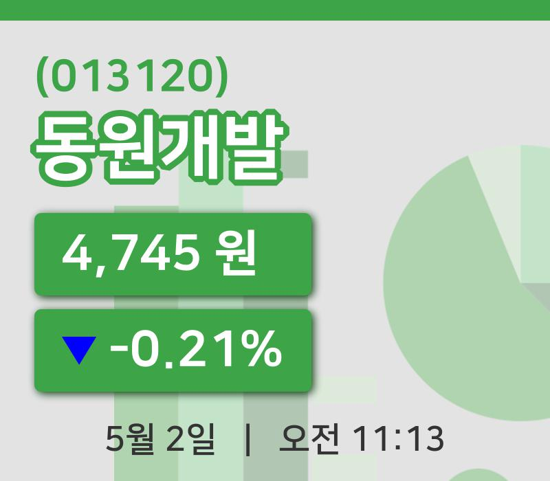 [동원개발주가] 2일 11시 13분 현재 4,745원