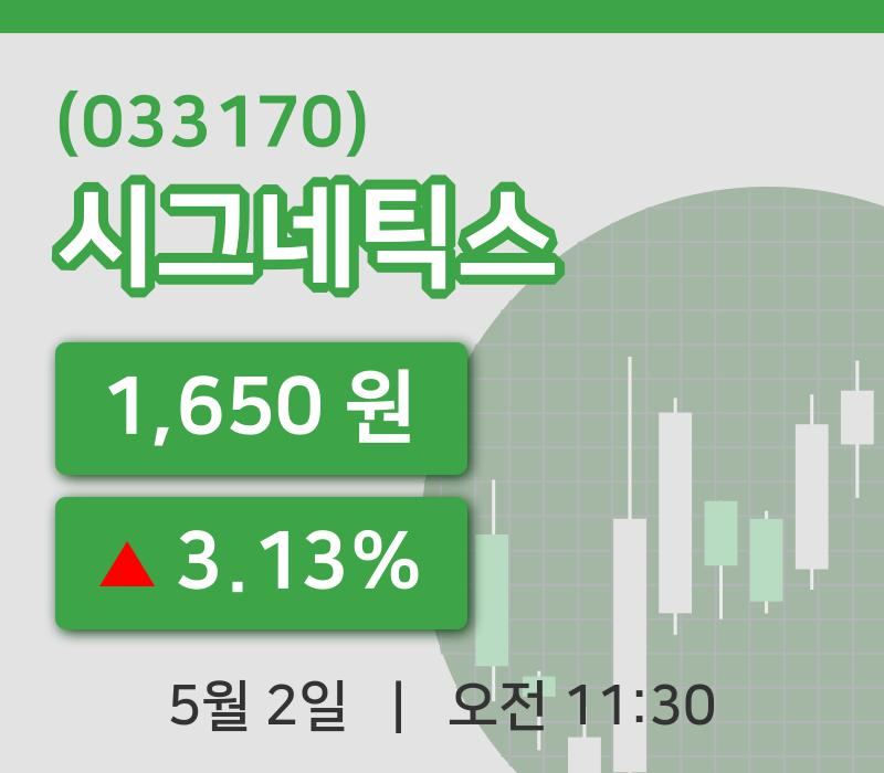 [시그네틱스주가] 2일 11시 30분 현재 1,650원