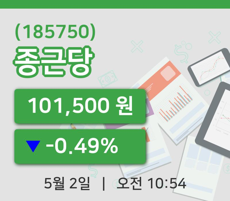 [종근당주가] 10시 54분 현재 101,500원