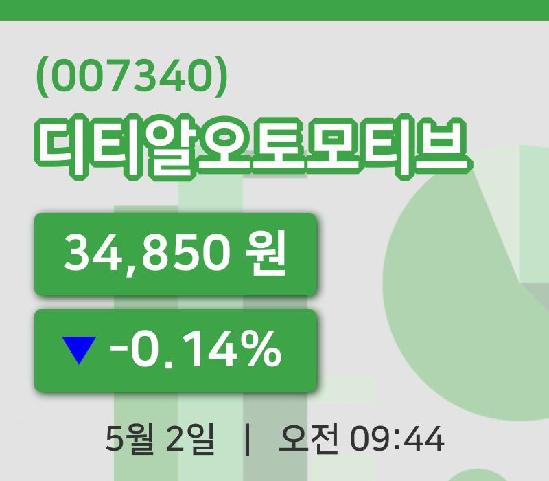[디티알오토모티브주가] 2일 9시 44분 현재 34,850원