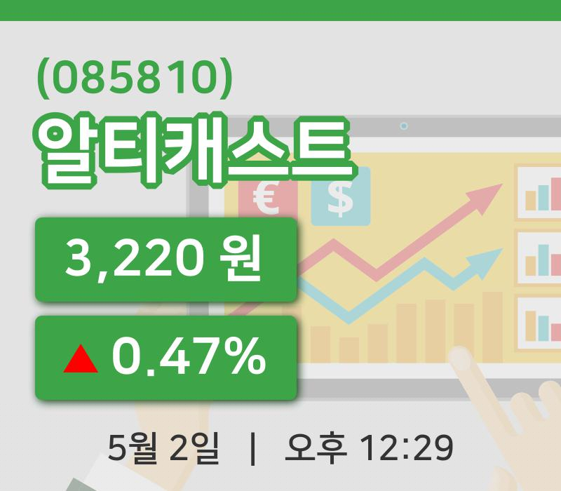 [알티캐스트주가] 12시 29분 현재 3,220원