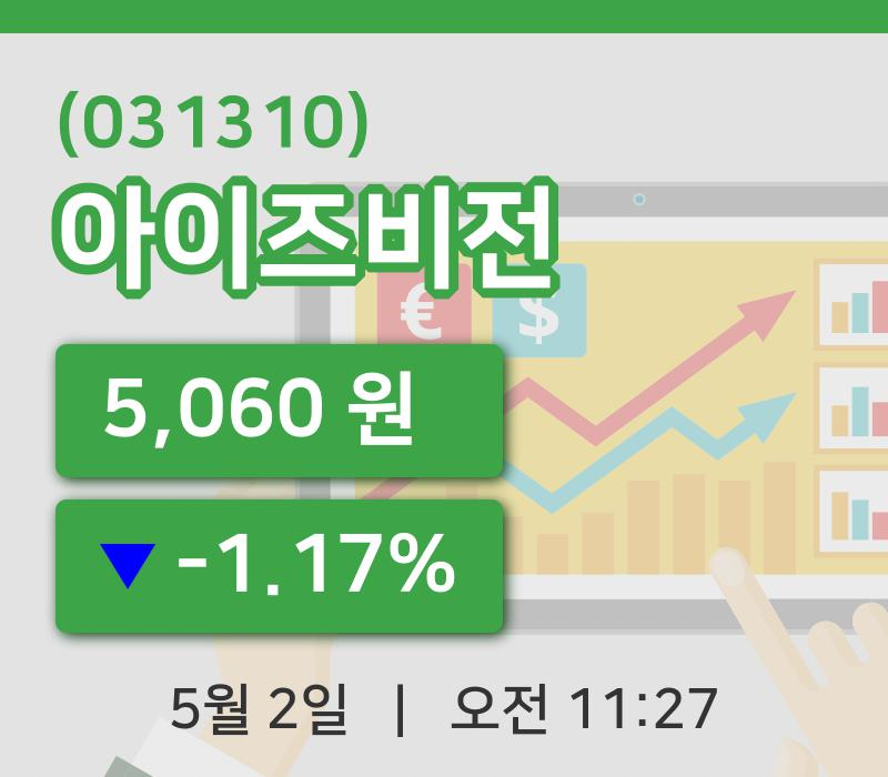 [아이즈비전주가] 2일 이시각 현재  5,060원