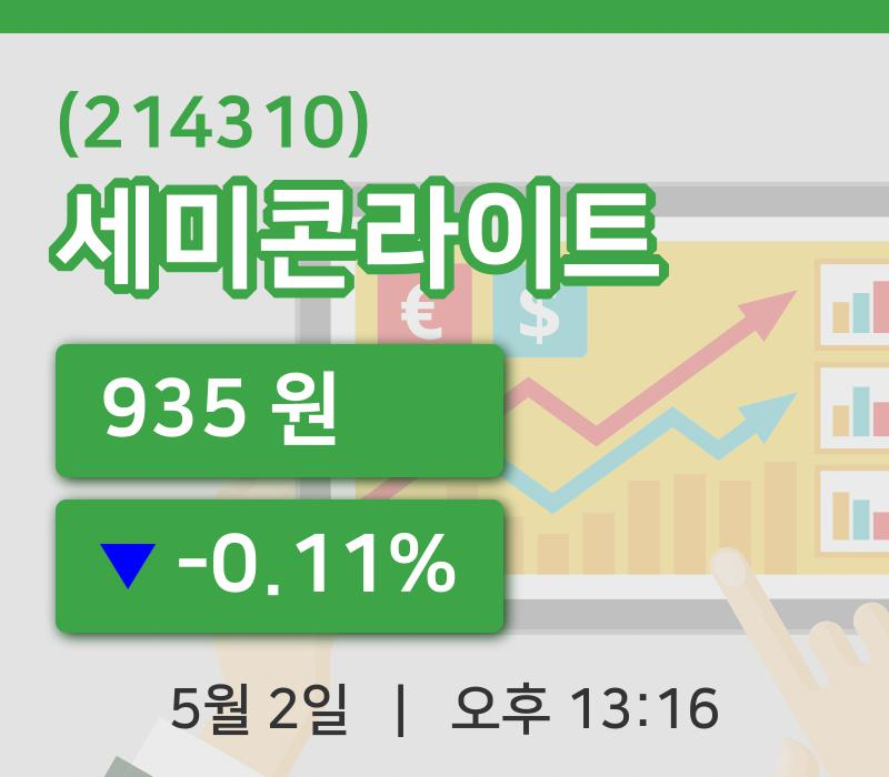 [세미콘라이트주가] 13시 16분 현재 935원