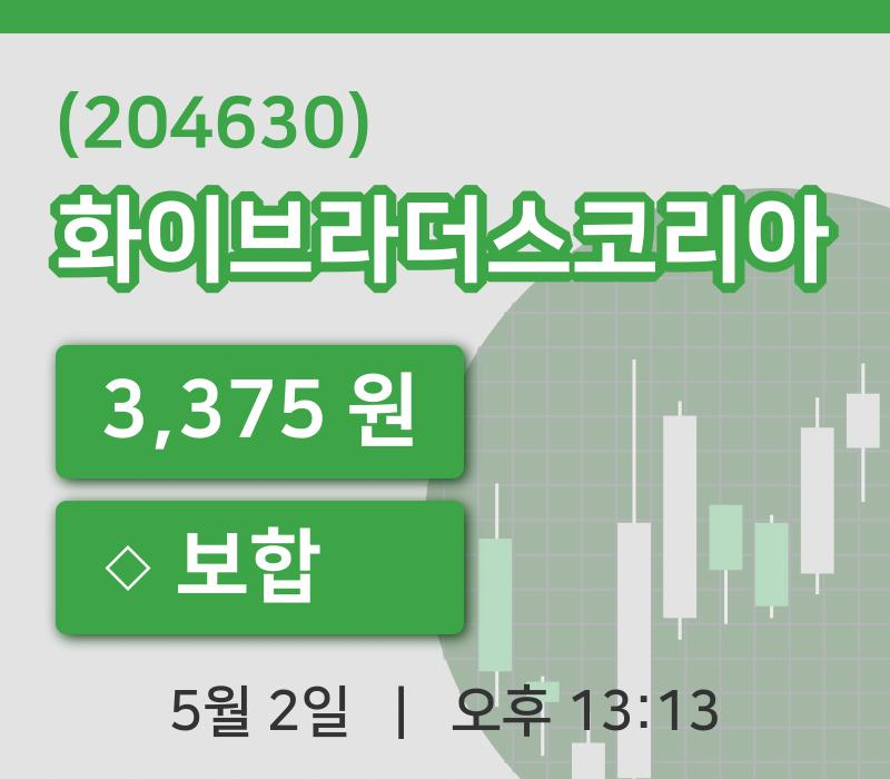 [화이브라더스코리아주가] 13시 13분 현재 3,375원