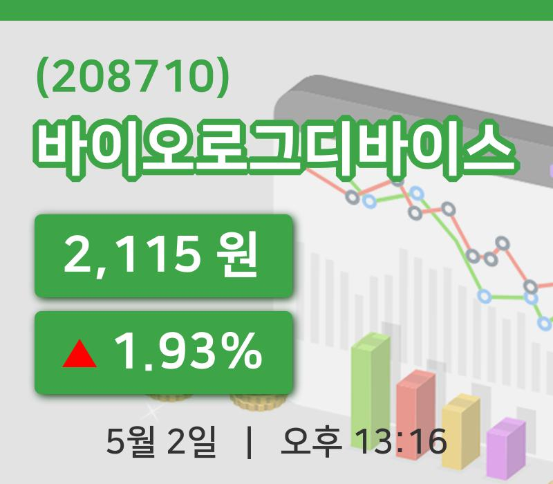 [바이오로그디바이스주가] 2일 이시각 현재  2,115원