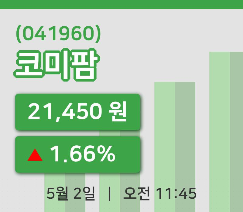 [코미팜주가] 2일 11시 45분 현재 21,450원