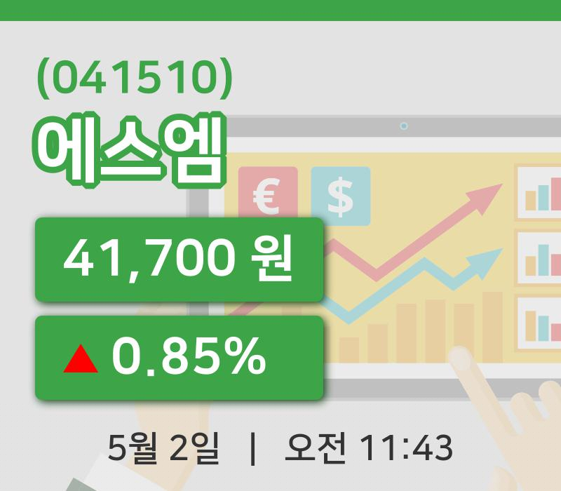 [에스엠주가] 2일 이시각 현재  41,700원