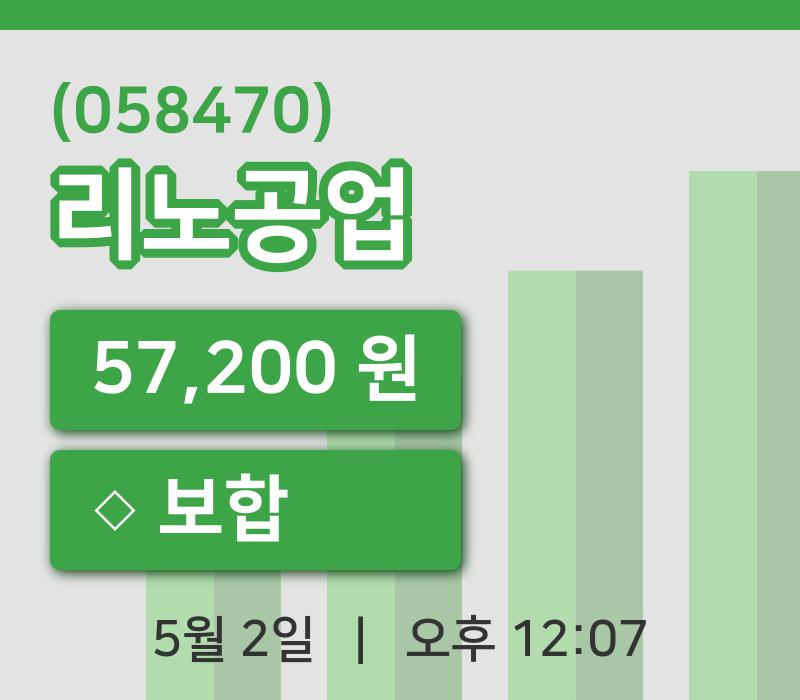 [리노공업주가] 12시 07분 현재 57,200원