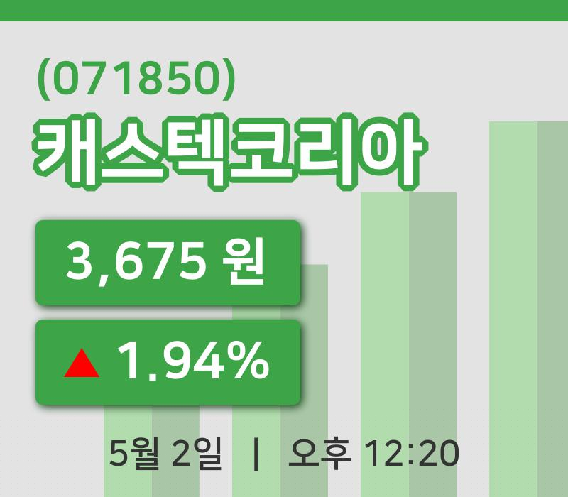 [캐스텍코리아주가] 2일 이시각 현재  3,675원