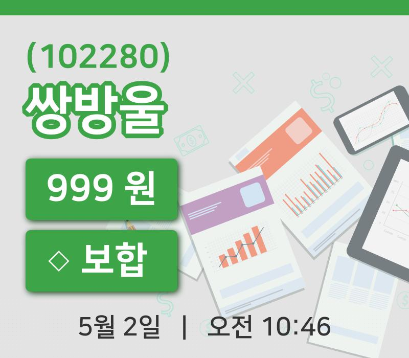 [쌍방울주가] 2일 이시각 현재  999원