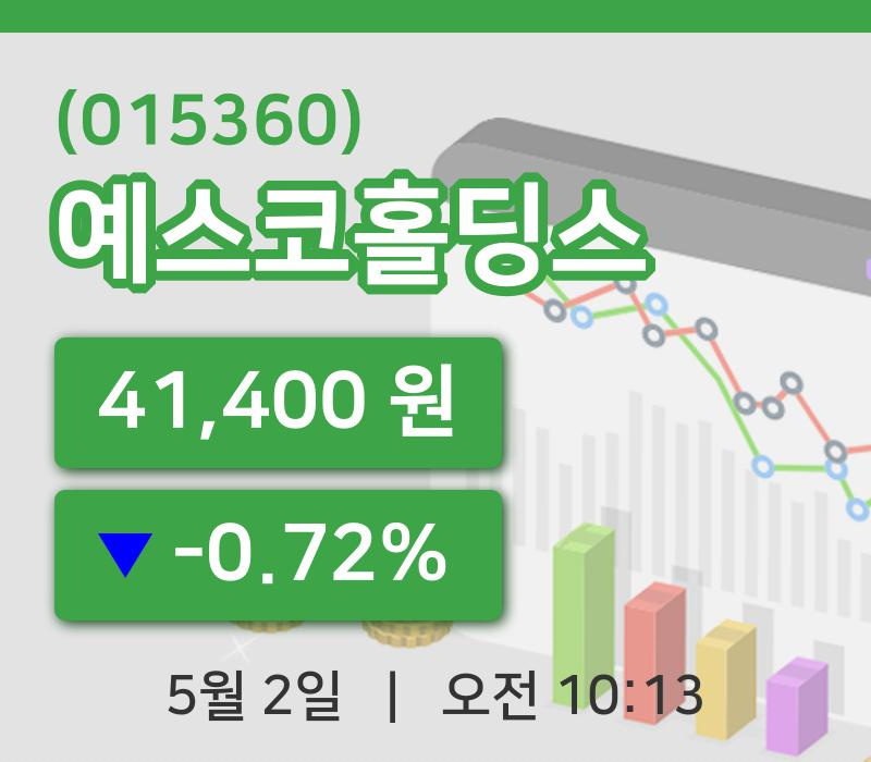 [예스코홀딩스주가] 2일 이시각 현재  41,400원