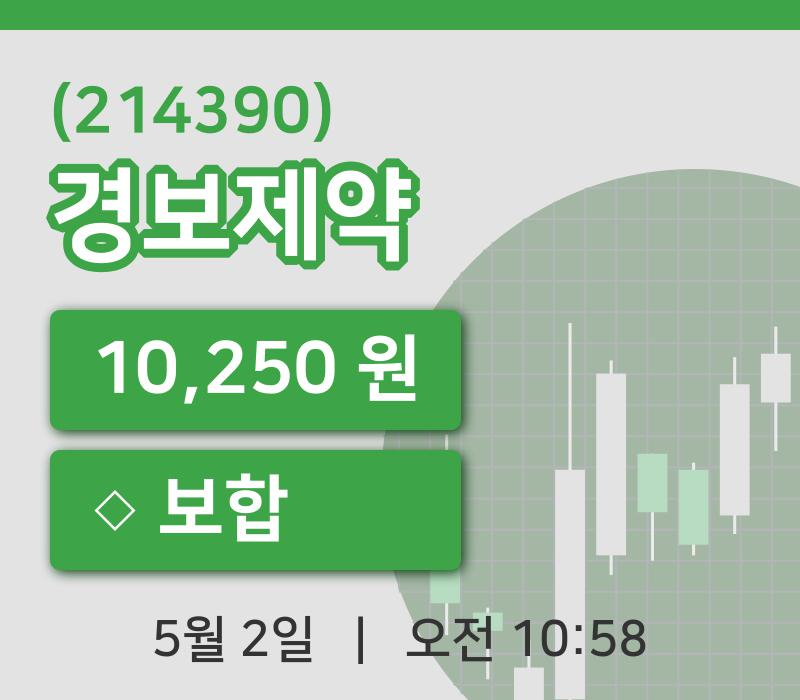 [경보제약주가] 10시 58분 현재 10,250원