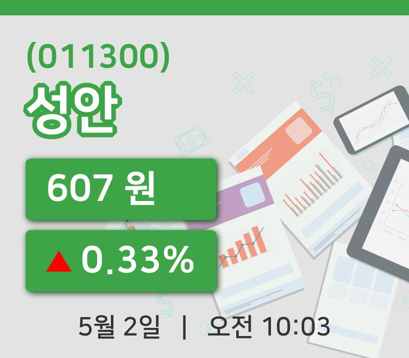 [성안주가] 2일 이시각 현재  607원
