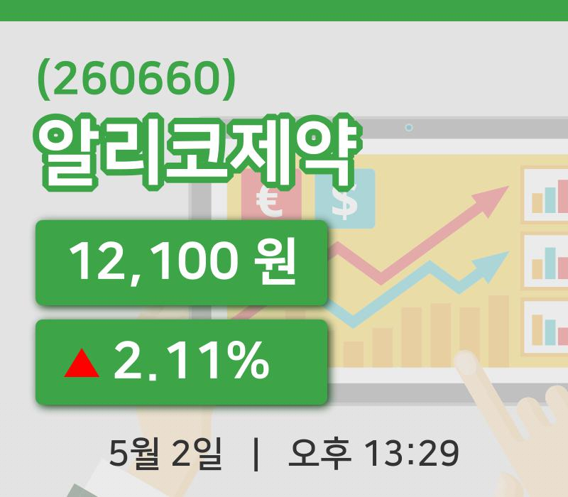 [알리코제약주가] 2일 13시 29분 현재 12,100원