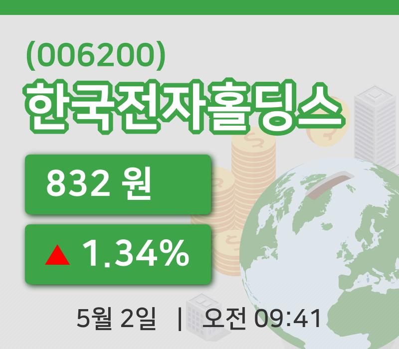 [한국전자홀딩스주가] 9시 41분 현재 832원