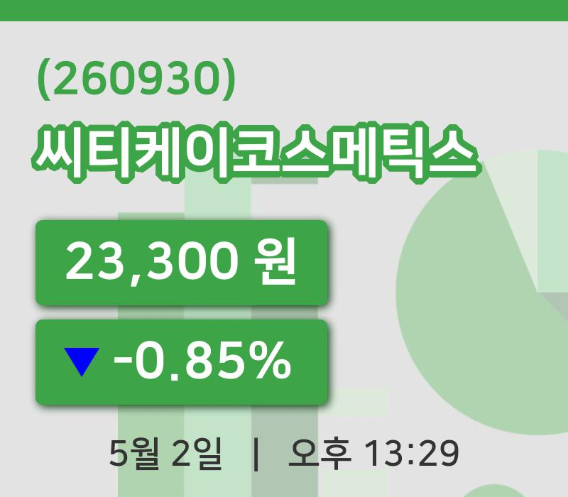 [씨티케이코스메틱스주가] 2일 13시 29분 현재 23,300원