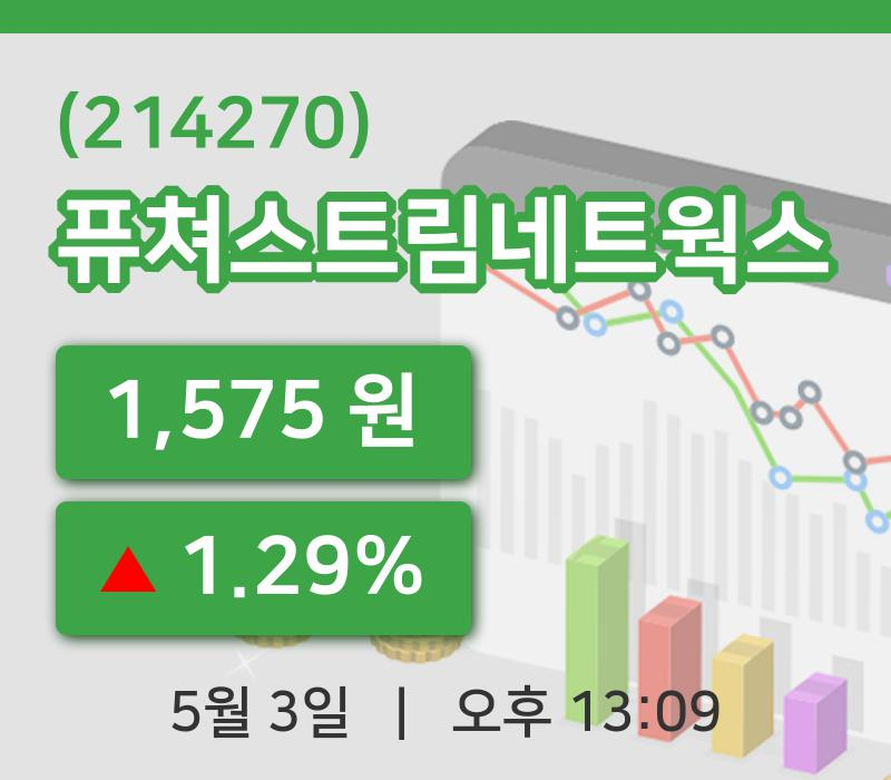 [퓨쳐스트림네트웍스주가] 13시 09분 현재 1,575원
