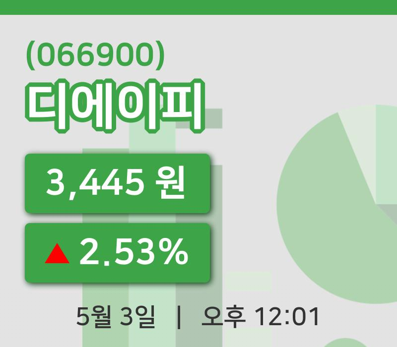 [디에이피주가] 12시 01분 현재 3,445원