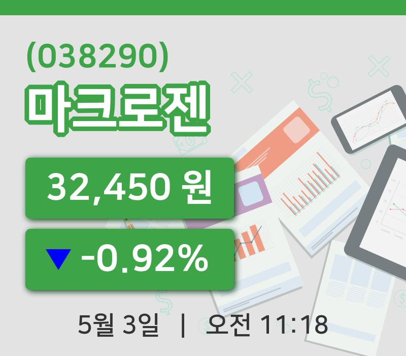 [마크로젠주가] 3일 이시각 현재  32,450원