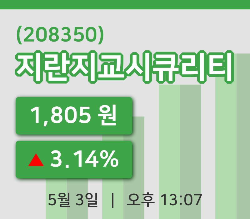 [지란지교시큐리티주가] 3일 13시 07분 현재 1,805원