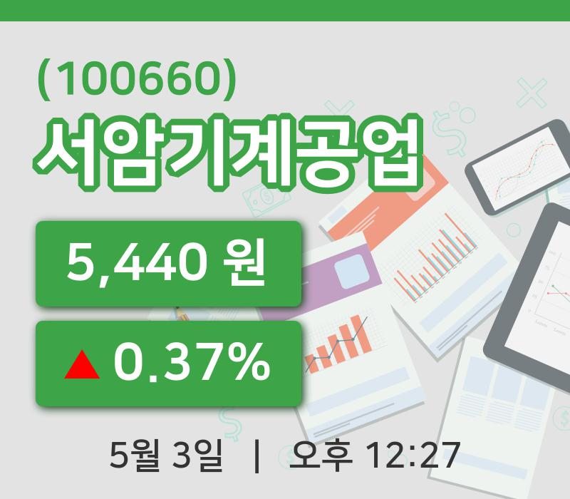 [서암기계공업주가] 3일 이시각 현재  5,440원
