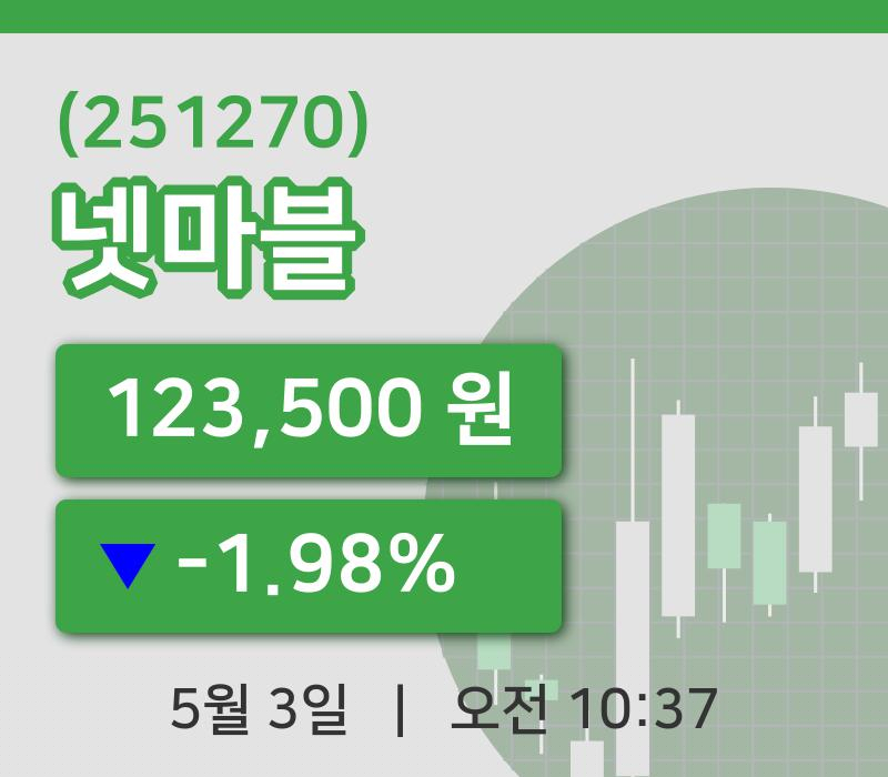 [넷마블주가] 10시 37분 현재 123,500원