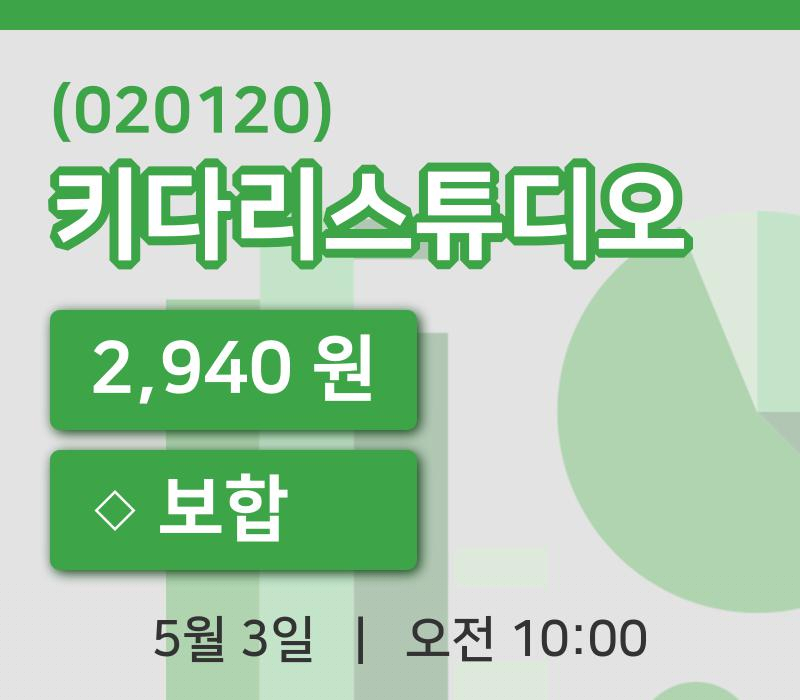 [키다리스튜디오주가] 3일 10시 00분 현재 2,940원