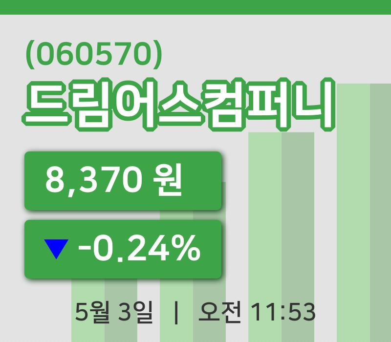 [드림어스컴퍼니주가] 3일 이시각 현재  8,370원
