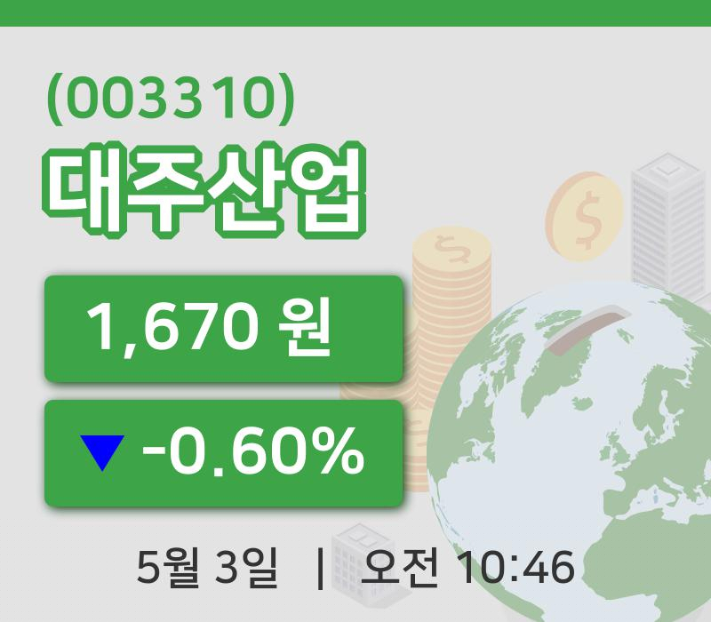 [대주산업주가] 3일 이시각 현재  1,670원