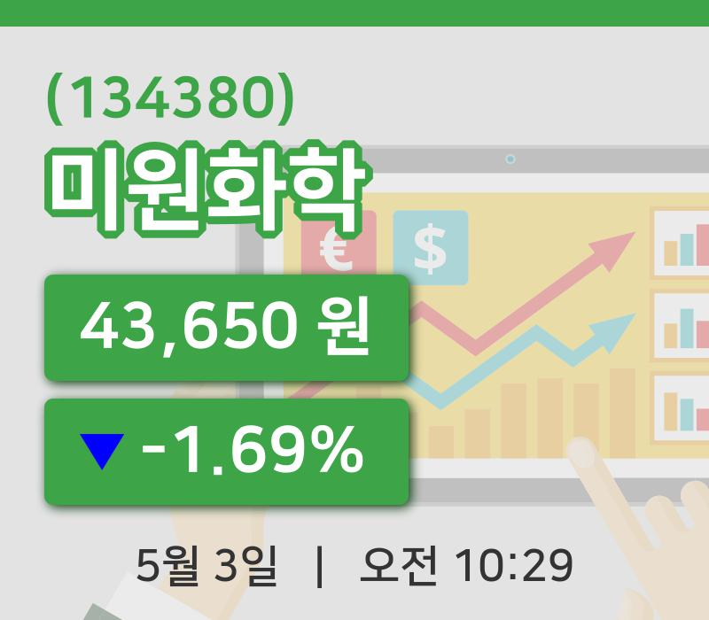 [미원화학주가] 3일 이시각 현재  43,650원