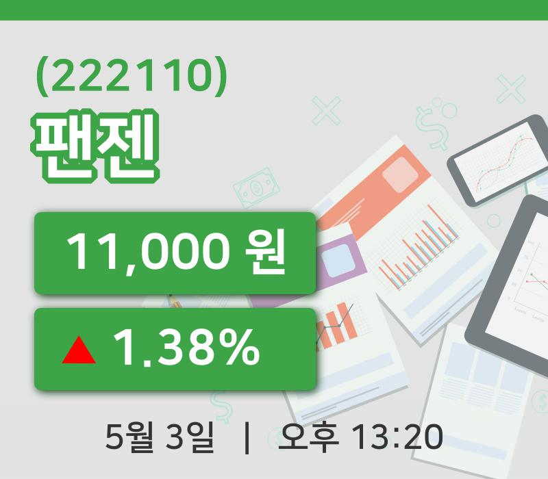 [팬젠주가] 3일 이시각 현재  11,000원