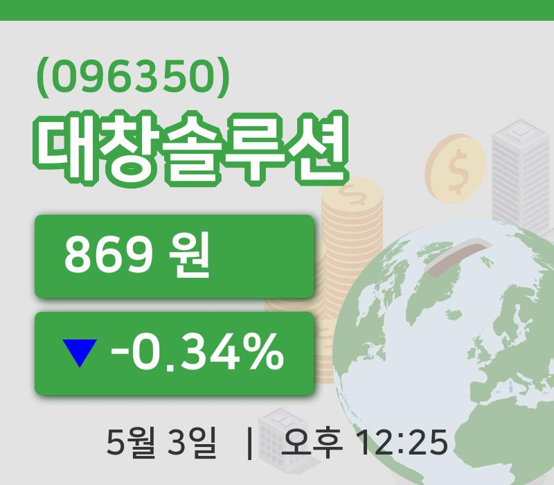 [대창솔루션주가] 3일 이시각 현재  869원