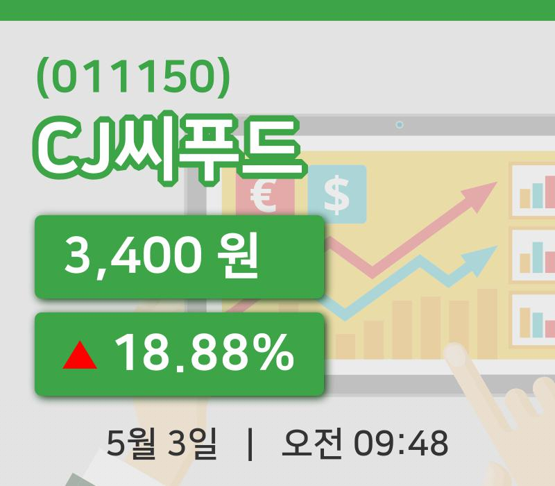 [CJ씨푸드주가] 3일 9시 48분 현재 3,400원