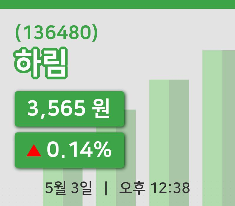 [하림주가] 3일 12시 38분 현재 3,565원