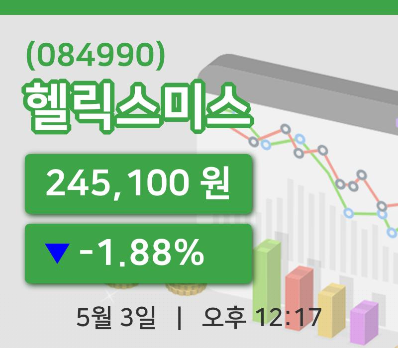 [헬릭스미스주가] 3일 12시 17분 현재 245,100원