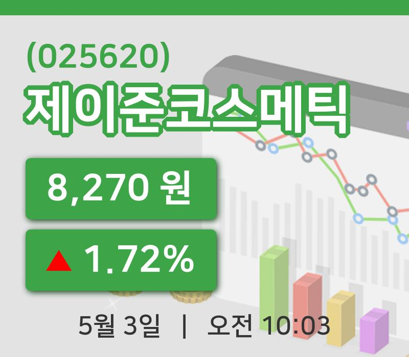 [제이준코스메틱주가] 10시 03분 현재 8,270원