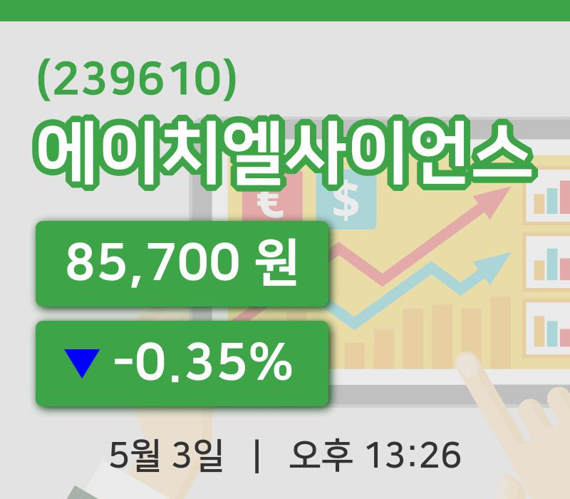 [에이치엘사이언스주가] 3일 13시 26분 현재 85,700원