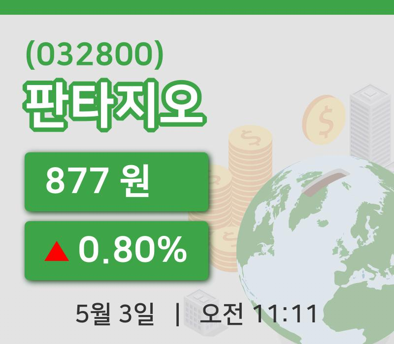 [판타지오주가] 3일 11시 11분 현재 877원