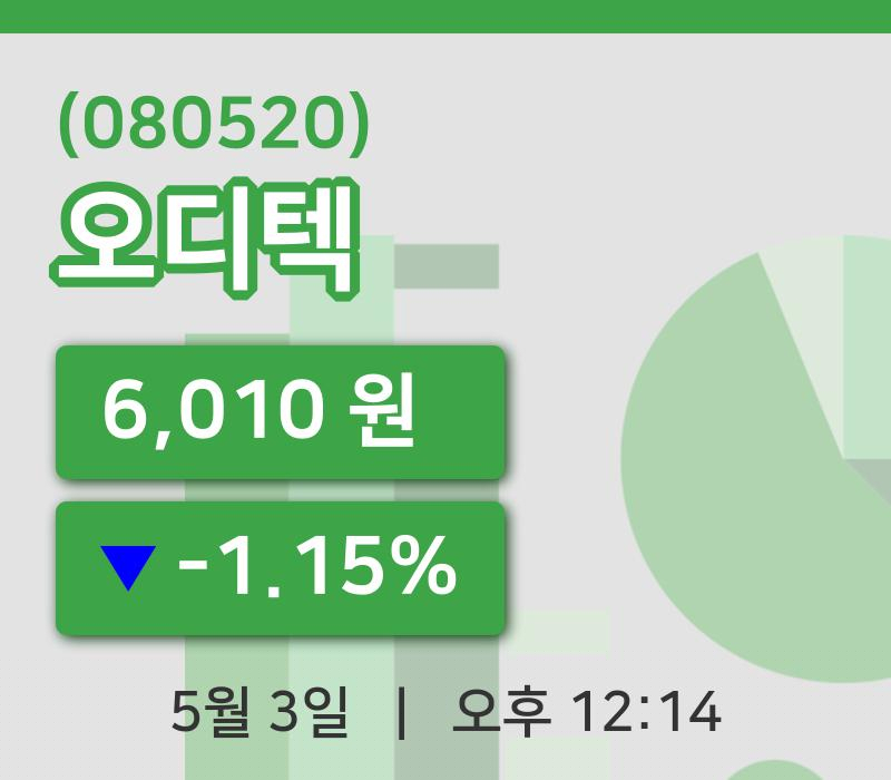 [오디텍주가] 3일 이시각 현재  6,010원