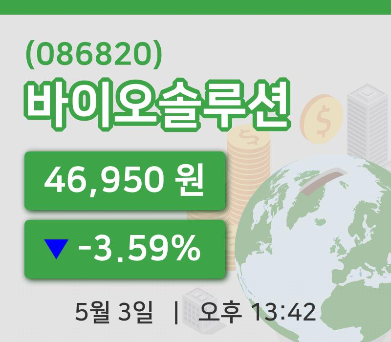 [바이오솔루션주가] 3일 이시각 현재  46,950원