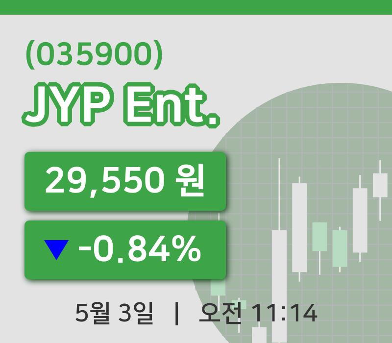 [JYP Ent.주가] 3일 이시각 현재  29,550원