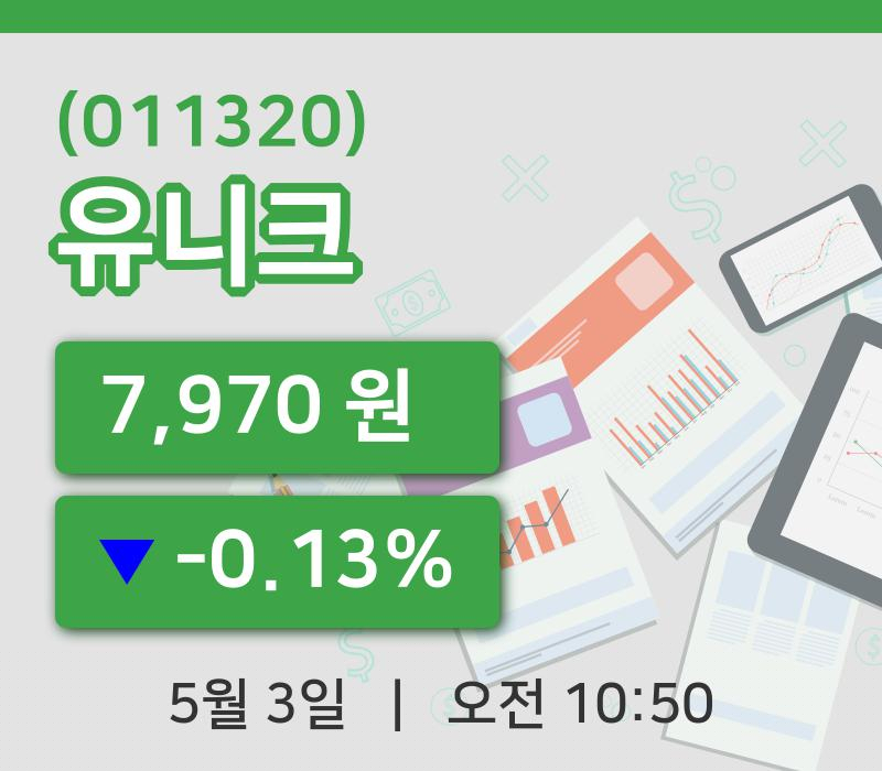 [유니크주가] 3일 10시 50분 현재 7,970원