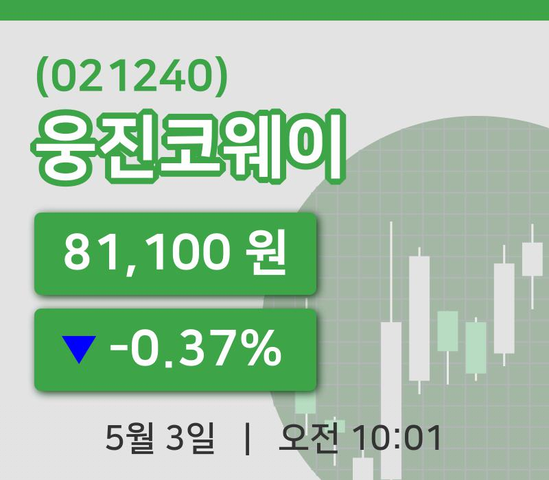 [웅진코웨이주가] 3일 10시 01분 현재 81,100원