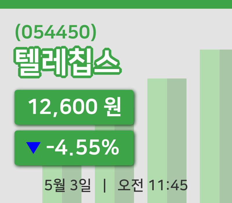 [텔레칩스주가] 11시 45분 현재 12,600원