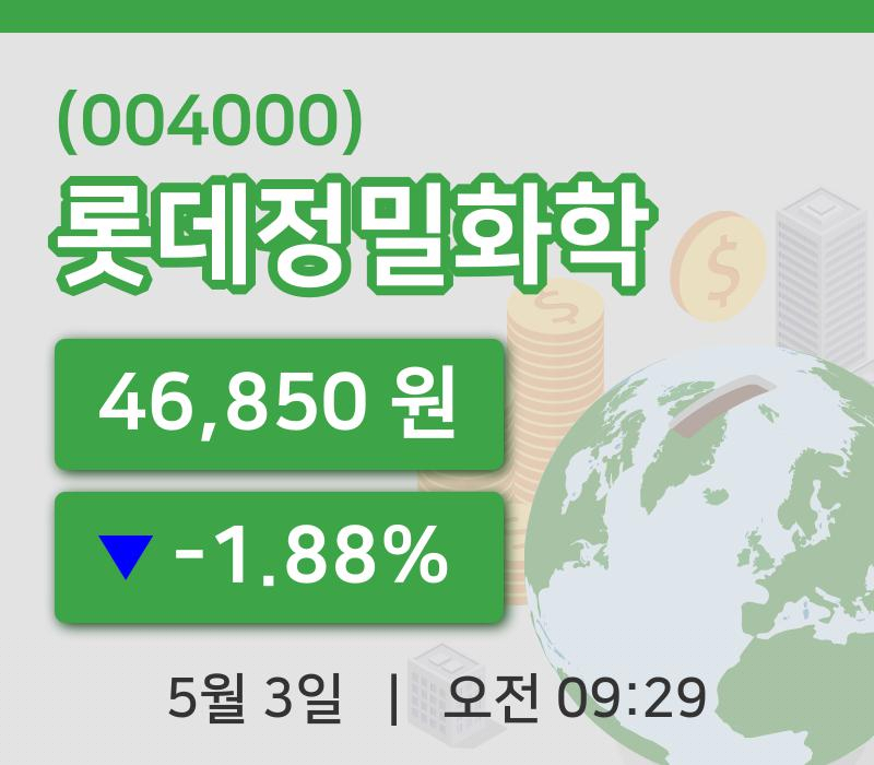 [롯데정밀화학주가] 3일 9시 29분 현재 46,850원