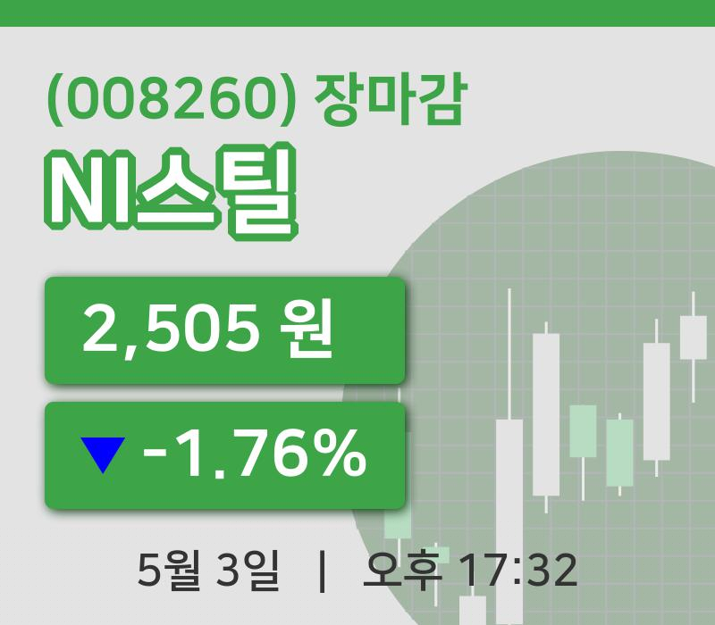 마감증시보고NI스틸 3일 2,505원 장 마쳐...
