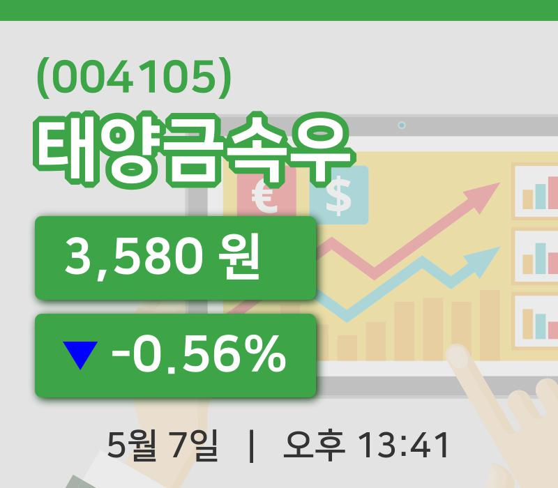 [태양금속우주가] 13시 41분 현재 3,580원