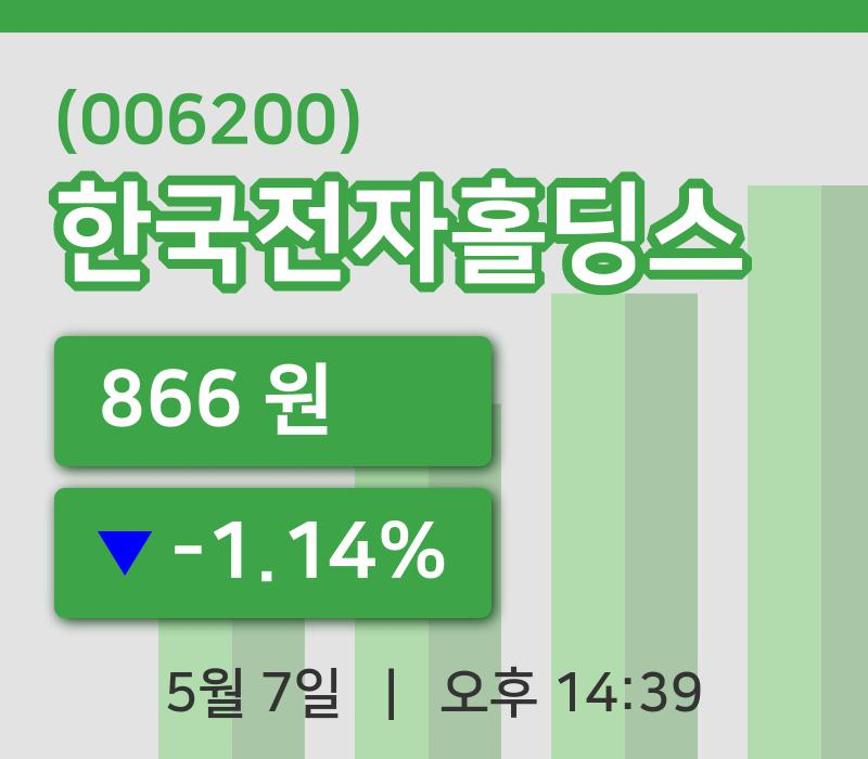 [한국전자홀딩스주가] 7일 이시각 현재  866원